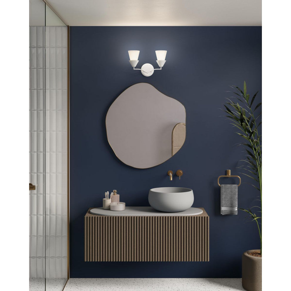 Pinellas Collection Two-Light Contemporary Vanity Light, White Plaster