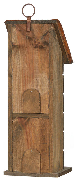 14.45"H Hanging Two-Tiered Bluebird House Solid Wood Birdhouse