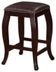 Benzara Wooden Counter Stool with Cushioned Seat and Nailhead Trim Edge, Brown