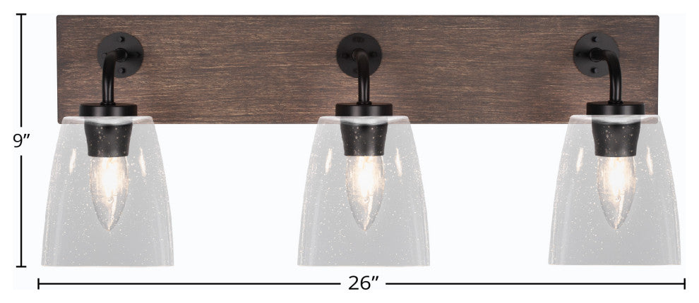 Oxbridge, Bath Bar, Matte Black & Painted Distressed Metal, 4.5" Clear Bubble