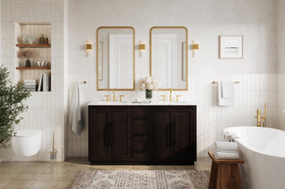 Home Living 60" Double Bathroom Vanity, Chocolate Oak
