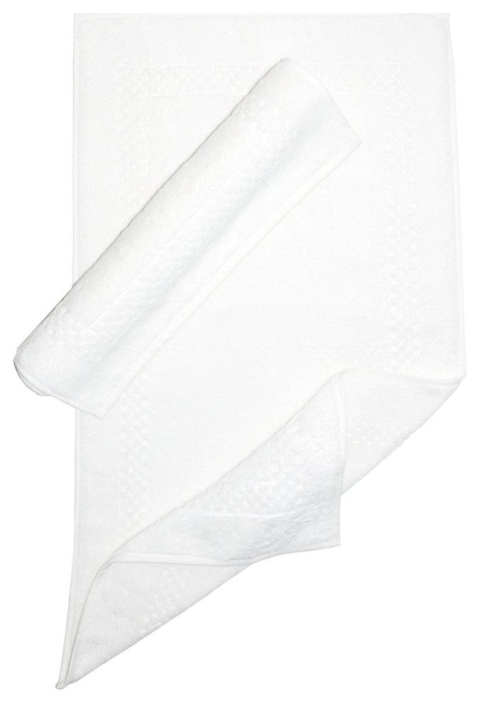 Checkered Luxury Hotel and Spa Bath Mat, Set of 2, White