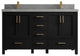 Sonoma 60 Double Sink Reeded Bathroom Vanity in Hale Navy Blue 2" Piatra Gray