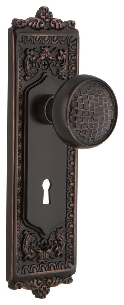 Egg & Dart Plate Privacy Craftsman Knob, Timeless Bronze