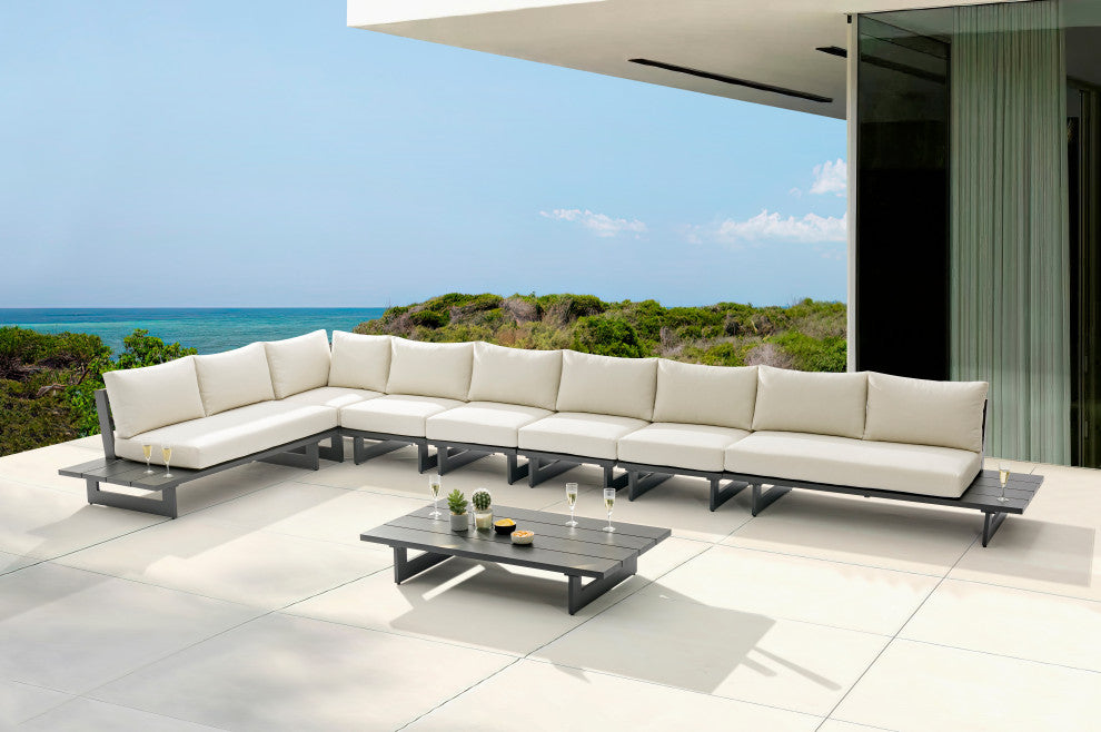 Maldives Cream Water Resistant Fabric Outdoor Patio Modular Sectional