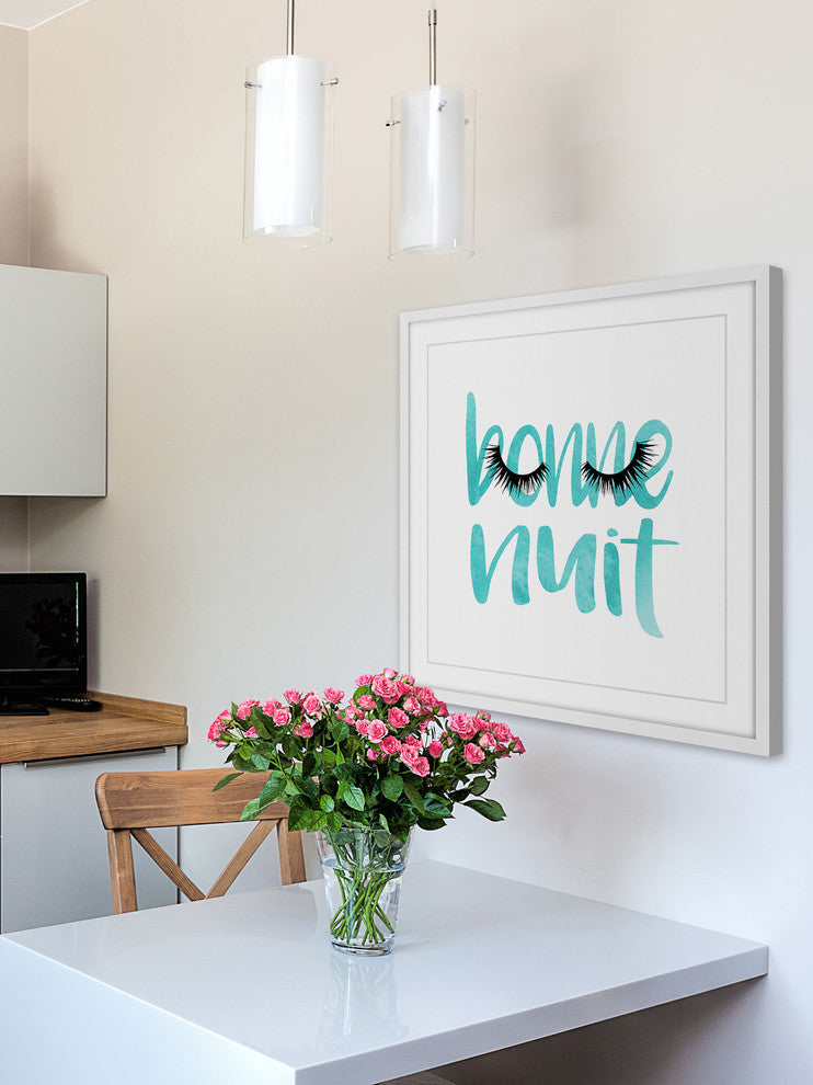 Marmont Hill, "Bonne Nuit Teal" by Amanda Greenwood Framed Painting Print, 32x32
