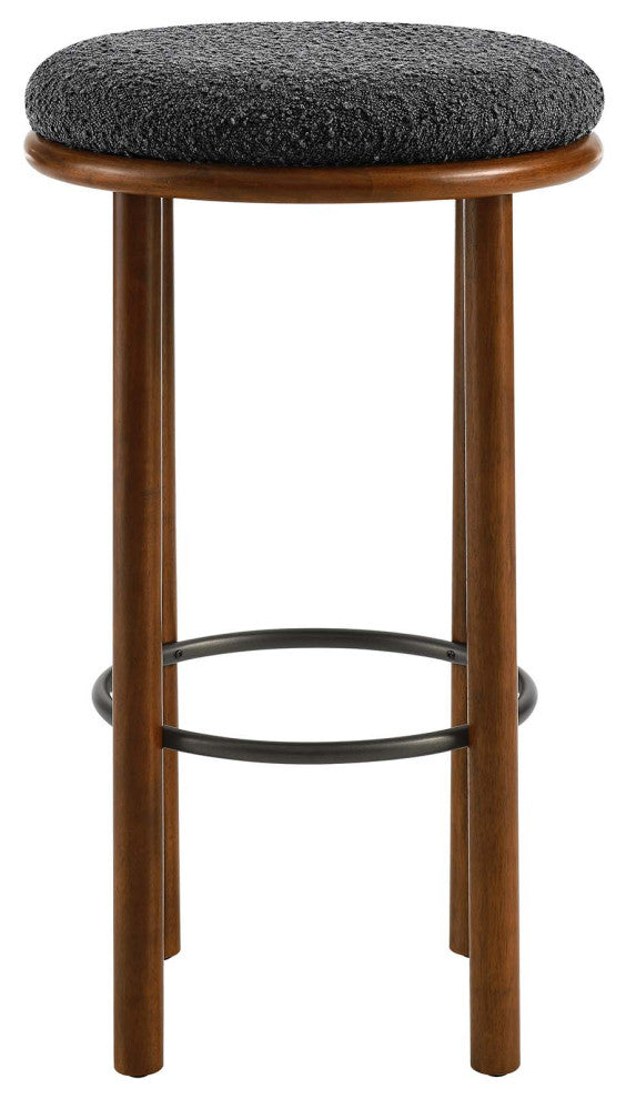 Fable Boucle Fabric Bar Stools - Set of 2 - Walnut Charcoal