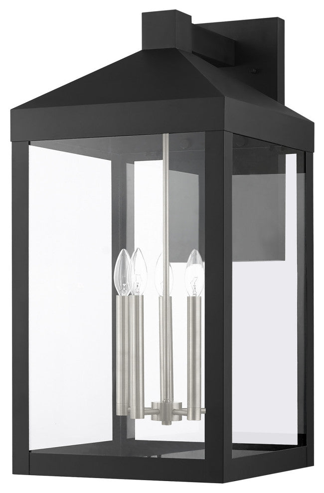 Livex Nyack 5 Light Black/Brushed Nickel Cluster XL Outdoor Wall Lantern