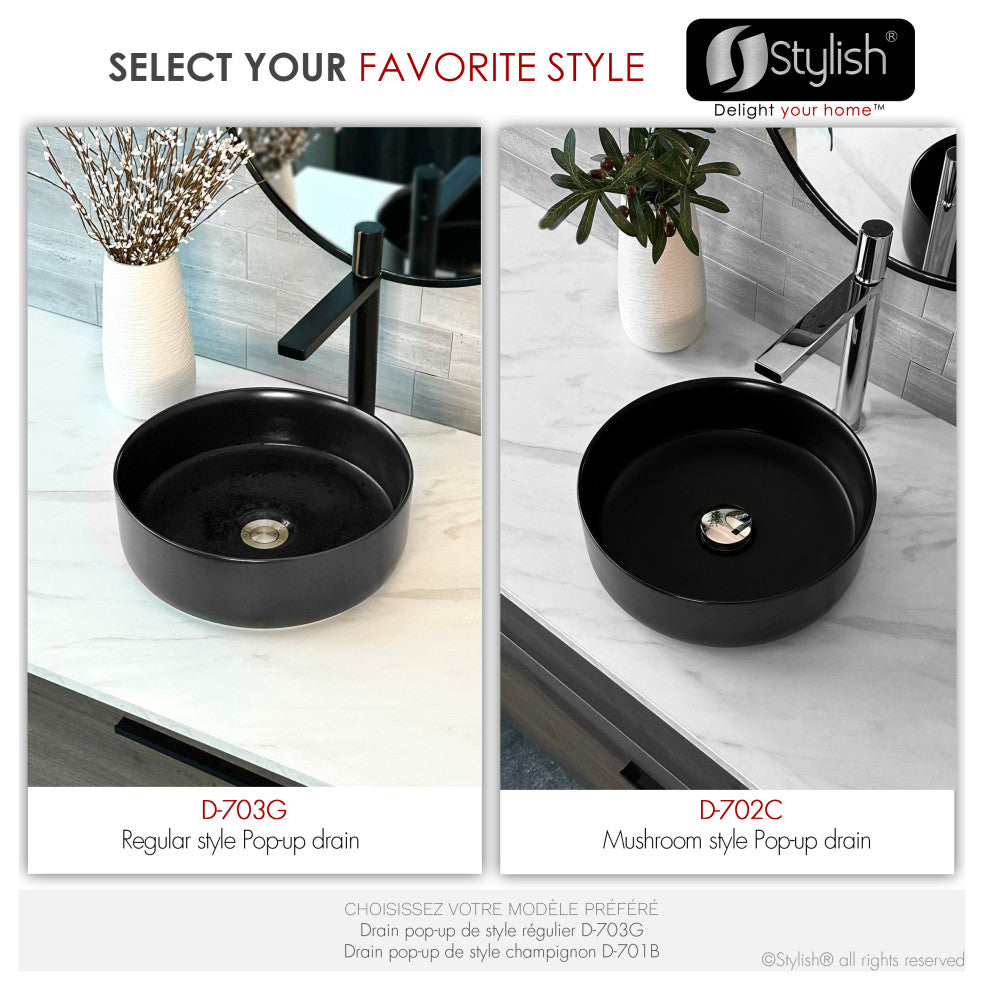 STYLISH Brushed Gold Standard Pop-Up Vessel Sink Drain with Overflow D-703G