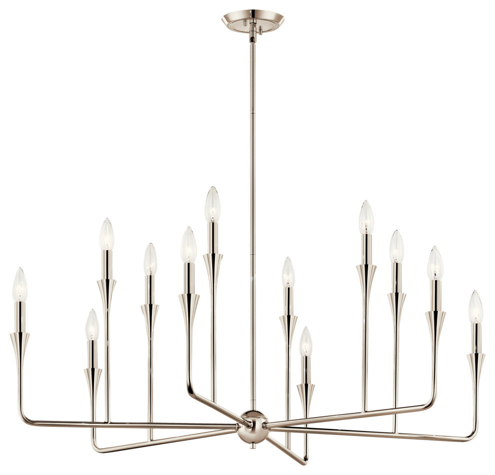 Alvaro Chandelier, Polished Nickel, 12 Light