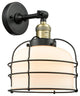 Large Bell Cage 1-Light Sconce, Black Antique Brass, Matte White