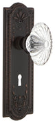 Meadows Plate Privacy Oval Fluted Crystal Glass Knob, Timeless Bronze