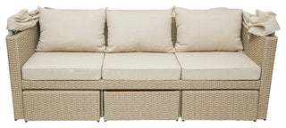 Outdoor Wicker Patio Sofa, Canopy and Ottoman Set