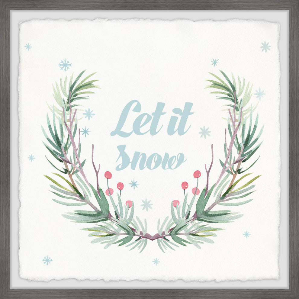 "Let It Snow Wreath" Framed Painting Print, 32x32