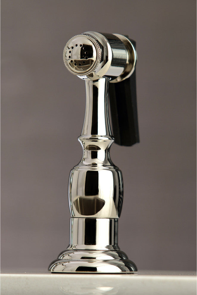 Kingston Brass Bridge Kitchen Faucet With Sprayer, Polished Nickel