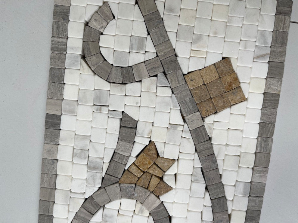 Marble Mosaic Border Listello Accent Tile Floral White Wooden 5.9x18.5, 1 piece