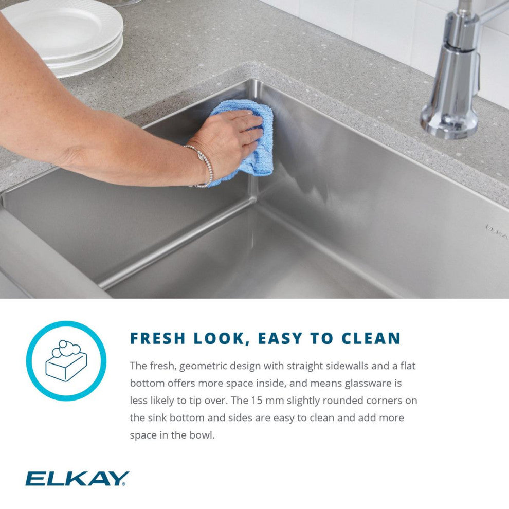 EFRUFF3417RDBG Elkay Crosstown 16 Gauge Stainless Steel Tall Farmhouse Sink Kit