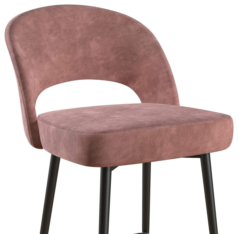 Upholstered Counter Velvet Bar Stool , Pink