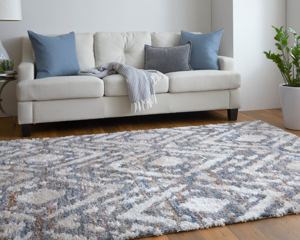 Weave & Wander Caide Contemporary Gray/Cream Rug, 10'x14'