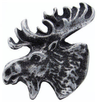 Moose Head Left Facing Cabinet Knob, Pewter