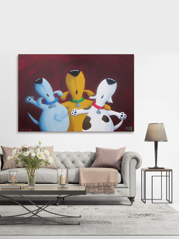Marmont Hill, "Three Dog Night" by Mike Taylor Painting on Wrapped Canvas, 36x24