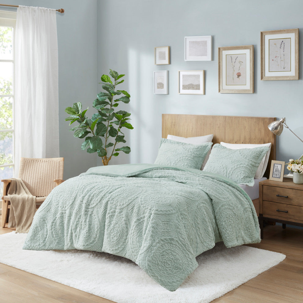 Madison Park Arya Medallion Faux Fur Plush Comforter Mini Set