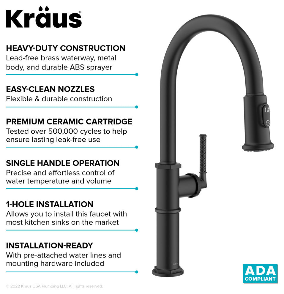 Sellette Pull-Down Kitchen Faucet, Matte Black, Model Kpf-4100mb