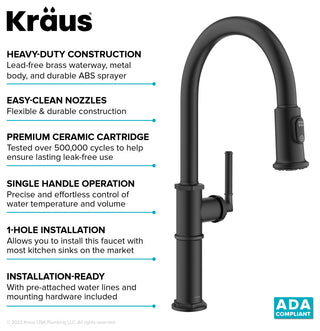 Sellette Pull-Down Kitchen Faucet, Matte Black, Model Kpf-4100mb