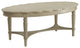 Wooden Oval Coffee Table with Bottom Shelf, Antique White