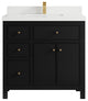Sonoma 36 Center Sink Reeded Bath Vanity in Black 2" White Quartz