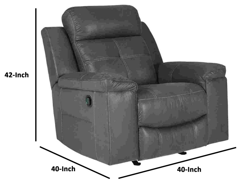 Benzara BM263447 Rocker Recliner With Pull Tab Reclining Motion, Dark Gray