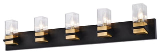 Veronica Contemporary 5 Light Matte Black Clear Metal Vanity