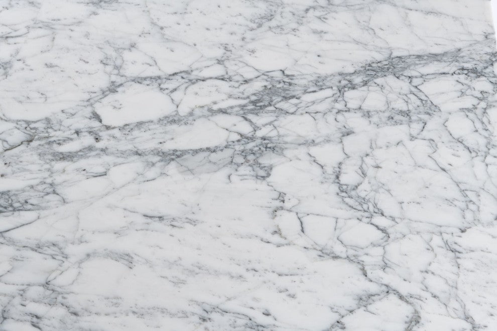 Faura 18" x 43.5" Rectangular Italian Carrara White Marble Table with Oak Legs