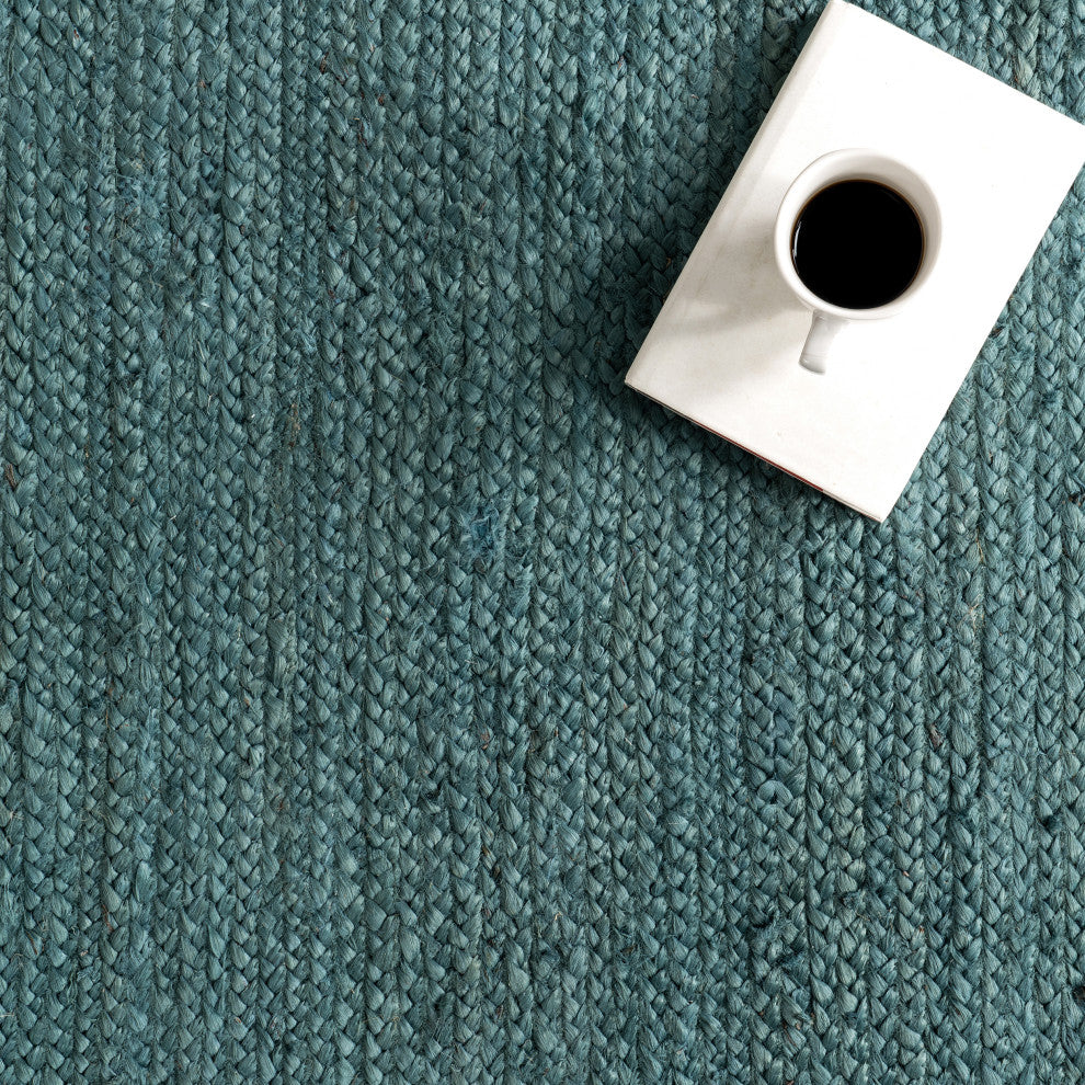 Nuloom Rigo Hand Woven Farmhouse Jute Rug, Hunter Green 9' x 12'