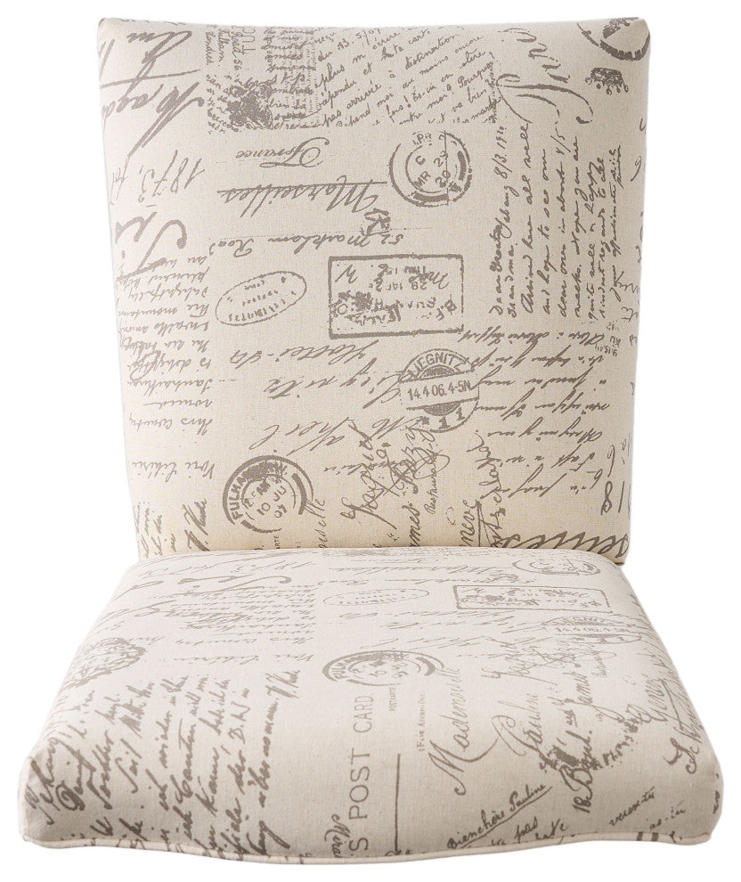 GDF Studio Crown Back French Script Beige Fabric Dining Chairs, Set of 2