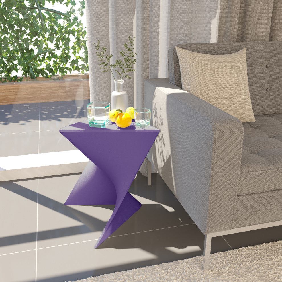 Leisuremod Randolph Modern Triangle Accent Side End Table, Purple, Set of 2