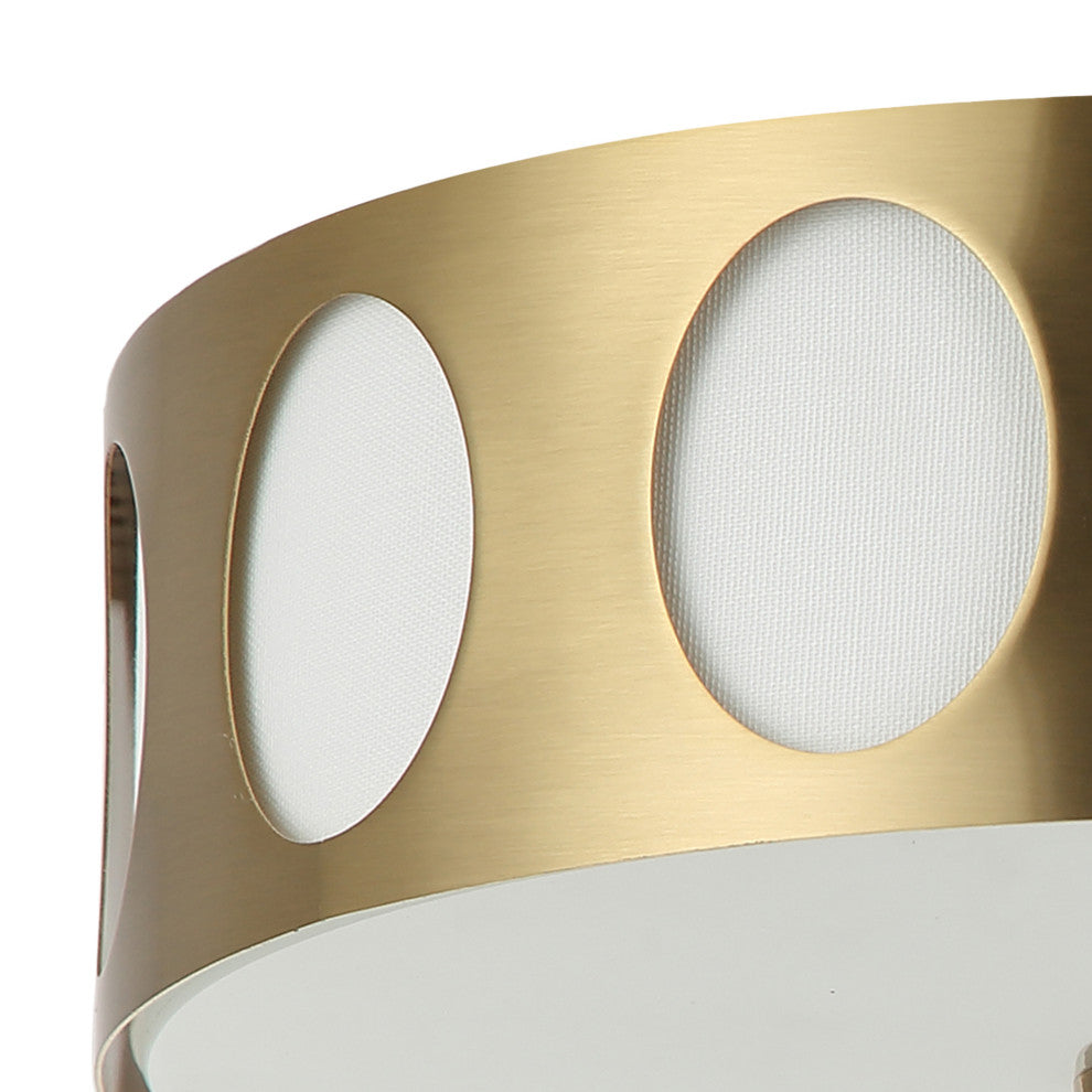 Modern Gold Flush Mount Ceiling Light with Hollow Shade,3-light