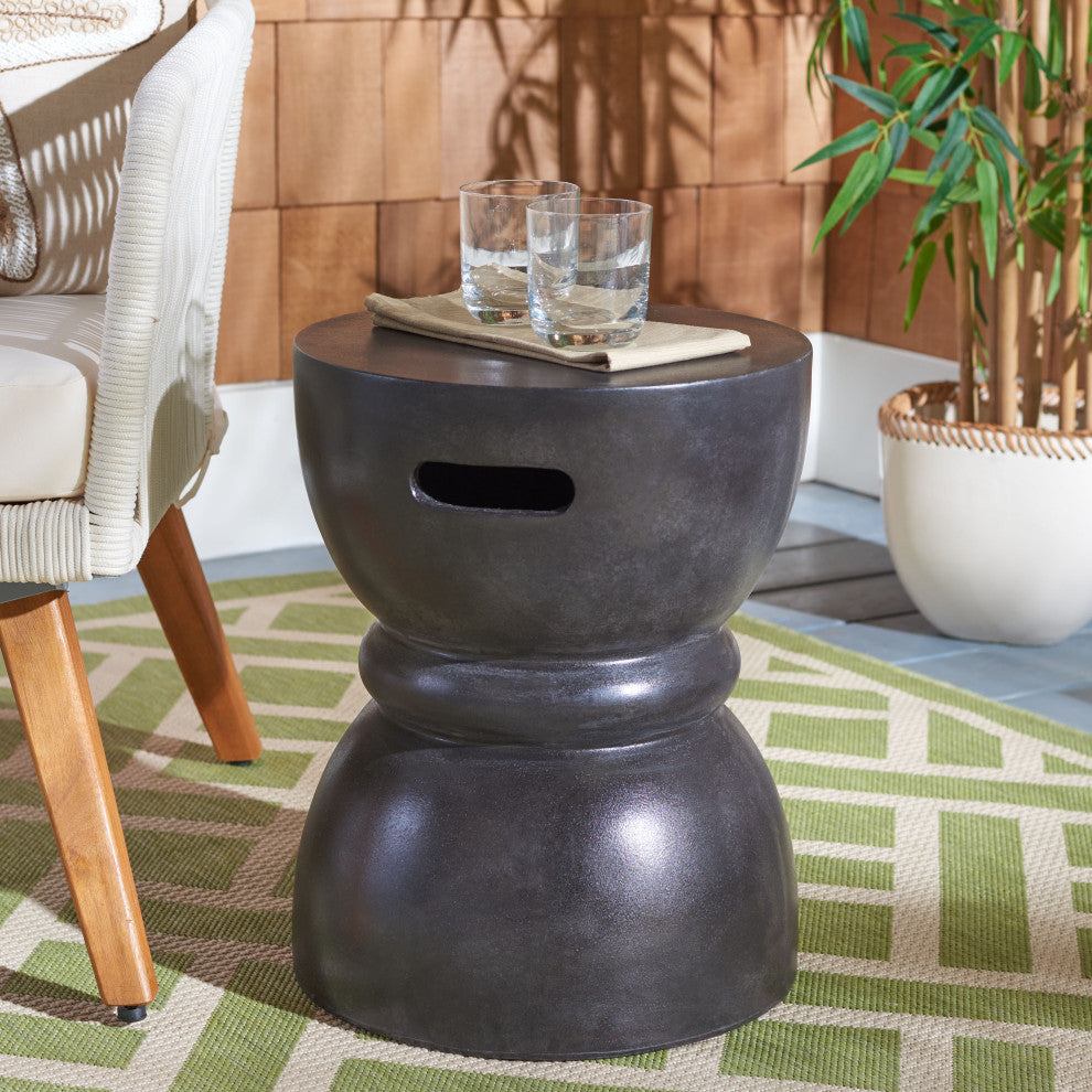 Safavieh Haruki Concrete Accent Stool, Black