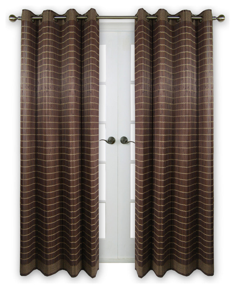 Versailles Bamboo Wood Curtain Panel With Grommets, 48"x84" Walnut