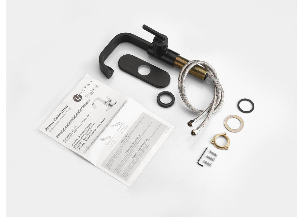 Ultra Faucets UF3840X Single Handle Bathroom Faucet, Matte Black