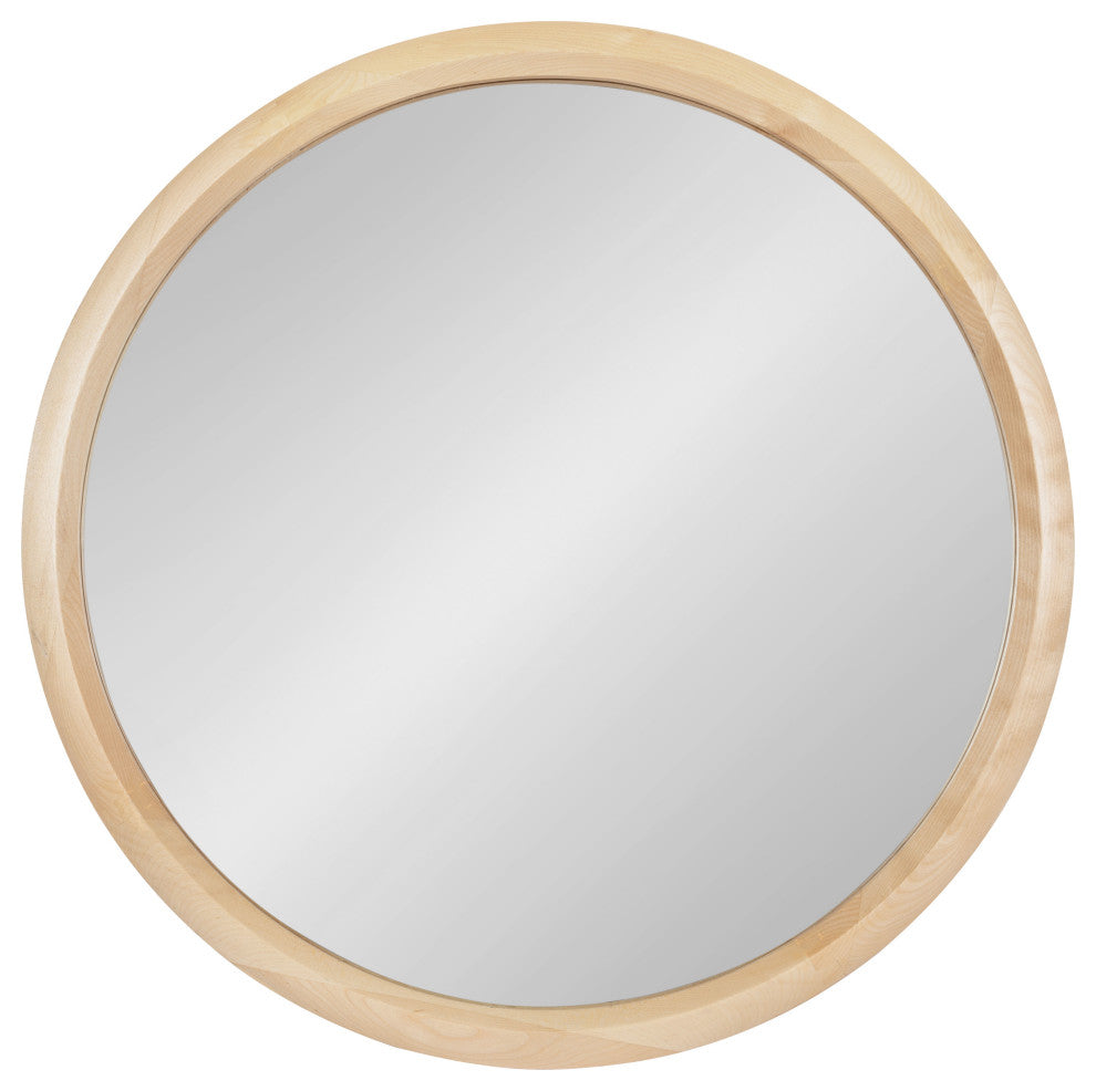 Pao Curved Framed Wood Wall Mirror, Natural, 28"