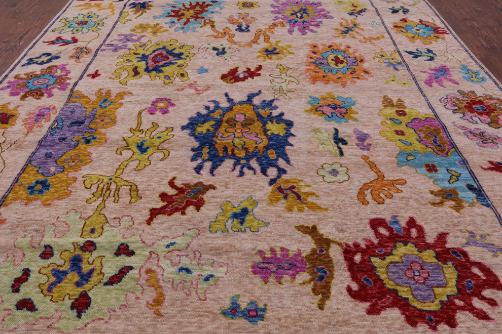 10' 1" X 13' 9" Hand Knotted Turkish Oushak Wool Rug - Q16112