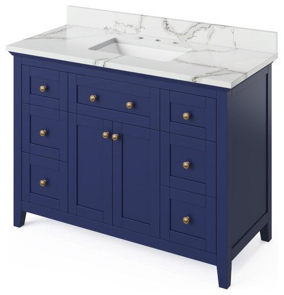 Chatham Traditional 48" Hale Blue Single Undermount Sink Vanity With Quartz Top