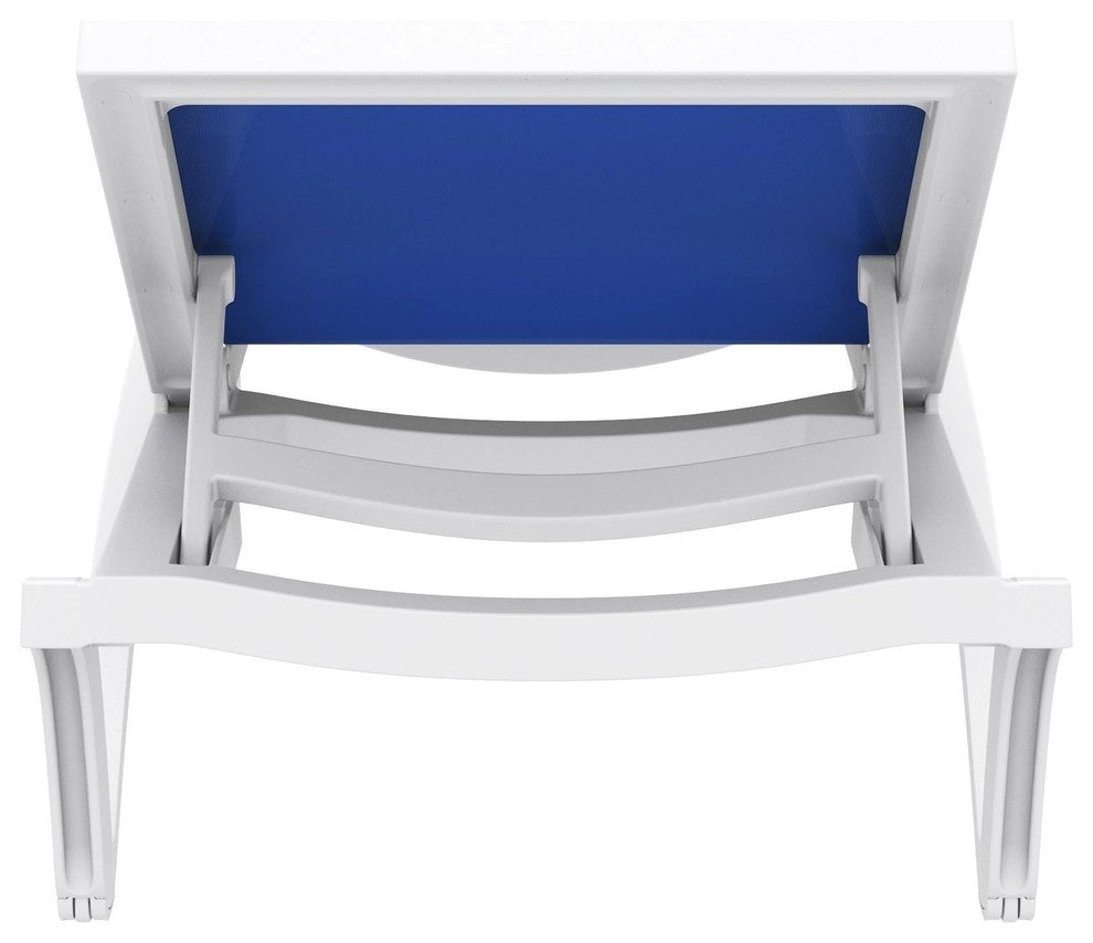 Compamia Pacific Sling Set of 2 Chaise Lounge With White Frame, Blue
