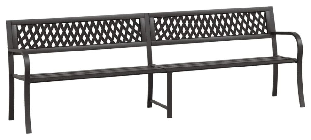 vidaXL Outdoor Patio Bench Garden Park Steel Bench with Armrests Black Steel