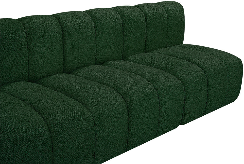 Arc Boucle Fabric Upholstered 3-Pc. Modular Sofa, Green