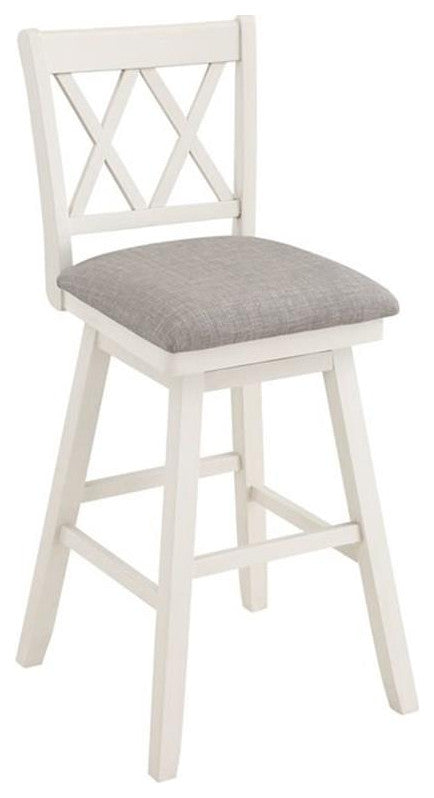 Home 2 Office Brookline 29" Swivel Solid Wood Barstool in Cream/White/Gray