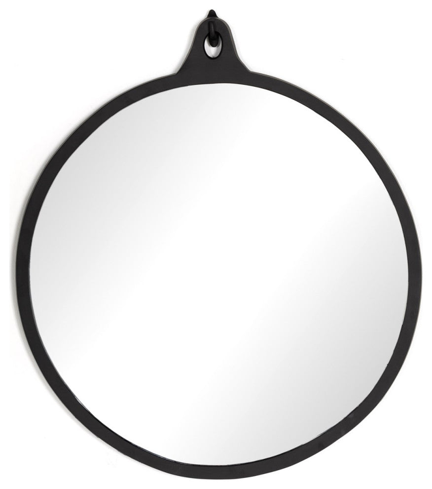 Hyde Round Mirror-Black Aluminum
