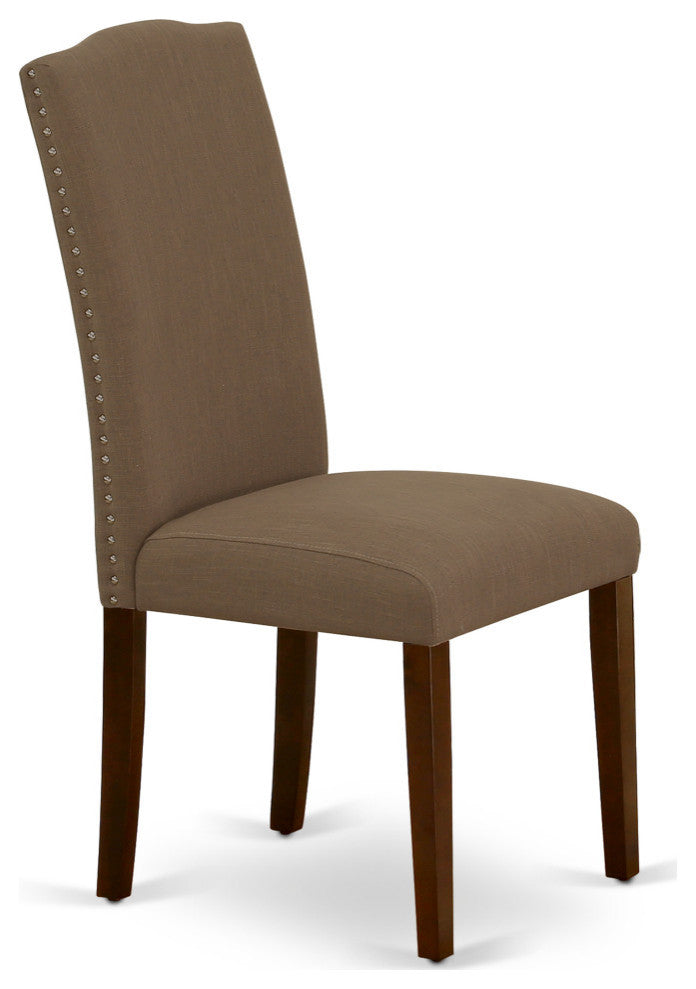 Encinal Parson Chair With Mahogany Leg And Linen Fabric Dark Coffee Set of 2