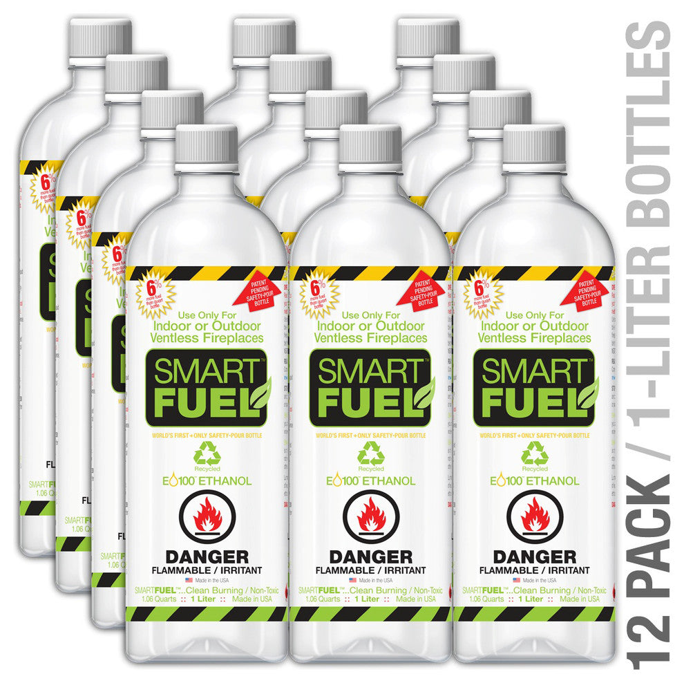 Smart Fuel Liquid Bio-Ethanol Fuel 12 Pack Liter Bottles